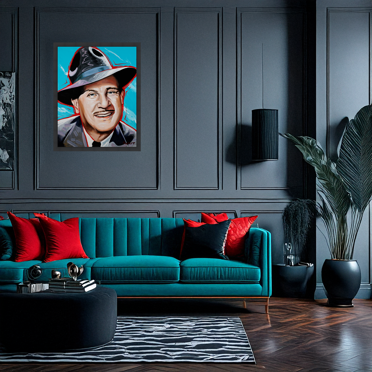 Bud Abbott Portrait by Artist Harley Bartlett – Archival Wall Art of Comedy Legend