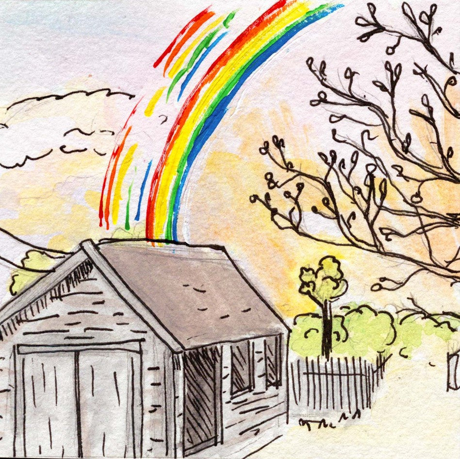 rainbow over little house