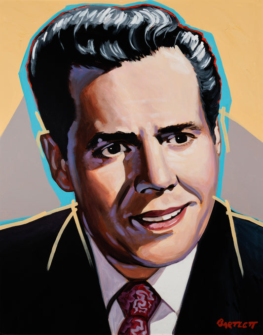 Desi Arnaz framed in a gold frame. Archival print, painted by artist Harley Bartlett.