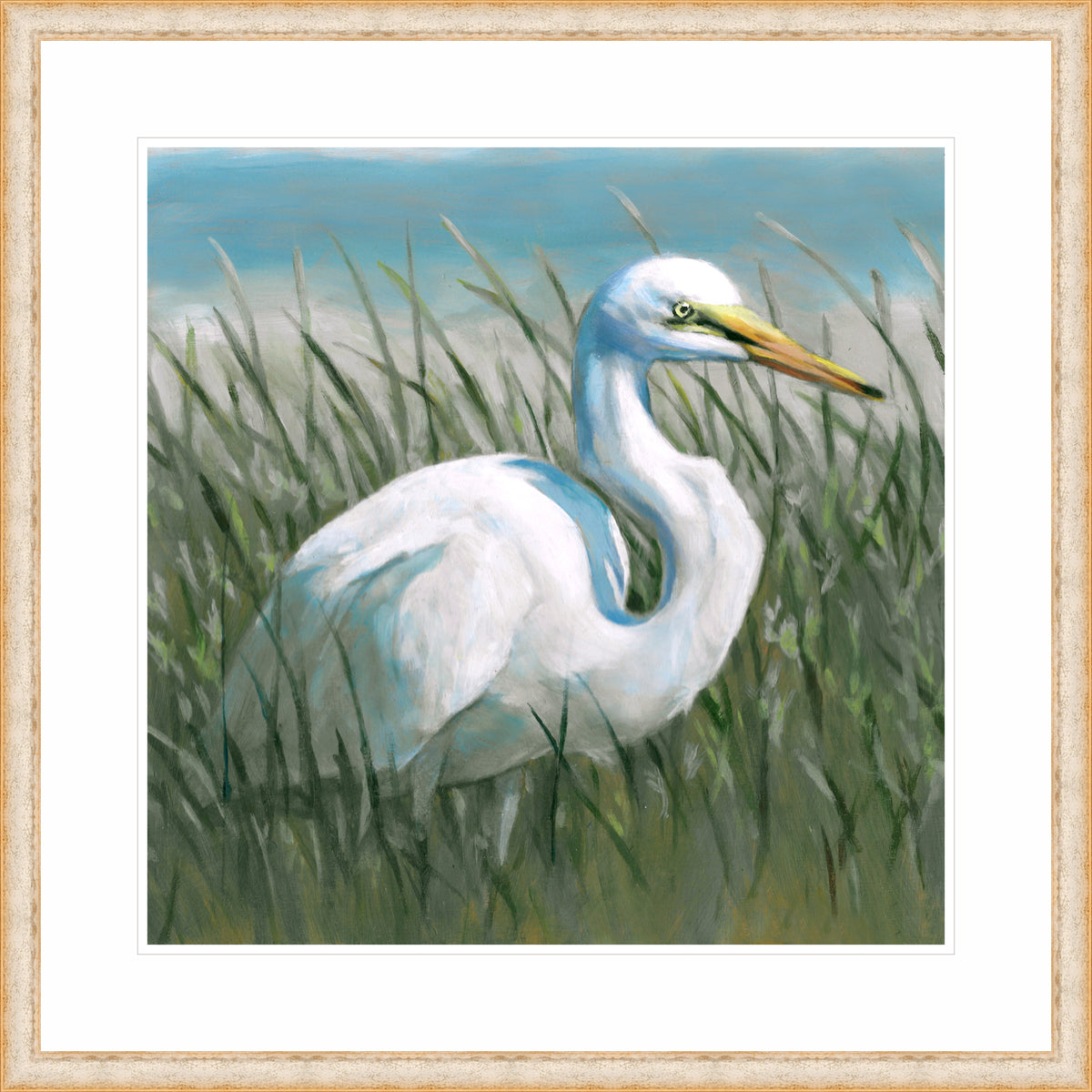 Egret in the Tall Grass | Fine Art Print by Hilary Archer