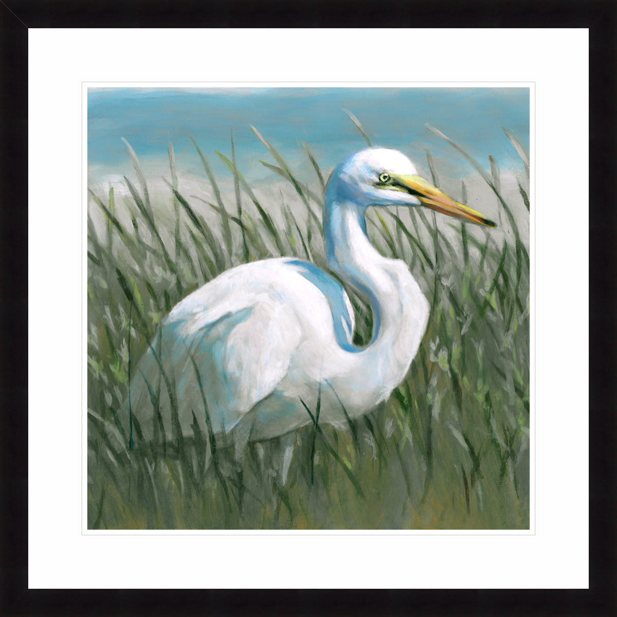 Egret in the Tall Grass | Fine Art Print by Hilary Archer