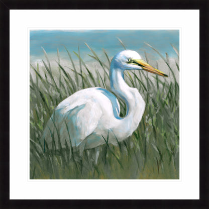Egret in the Tall Grass | Fine Art Print by Hilary Archer
