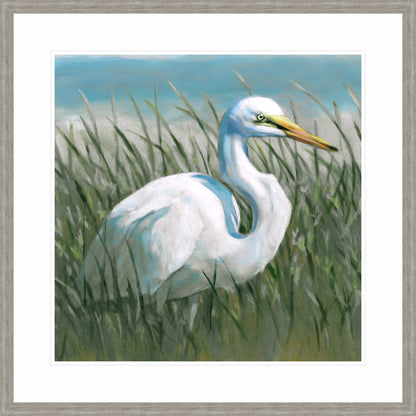 Egret in the Tall Grass | Fine Art Print by Hilary Archer