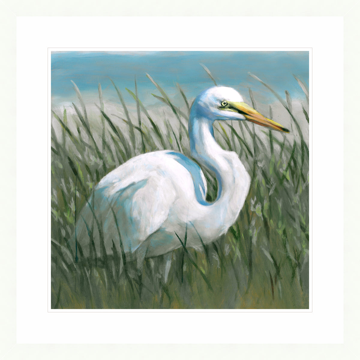 Egret in the Tall Grass | Fine Art Print by Hilary Archer