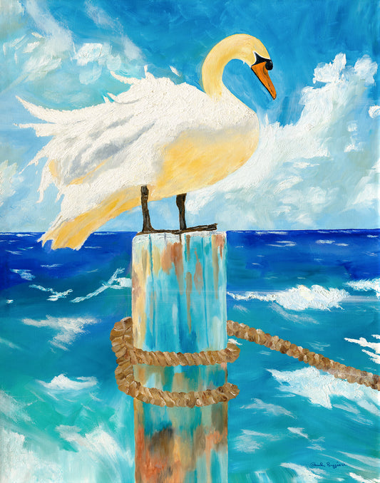 Swan on Post | Fine Art Print by Paul Ruggieri