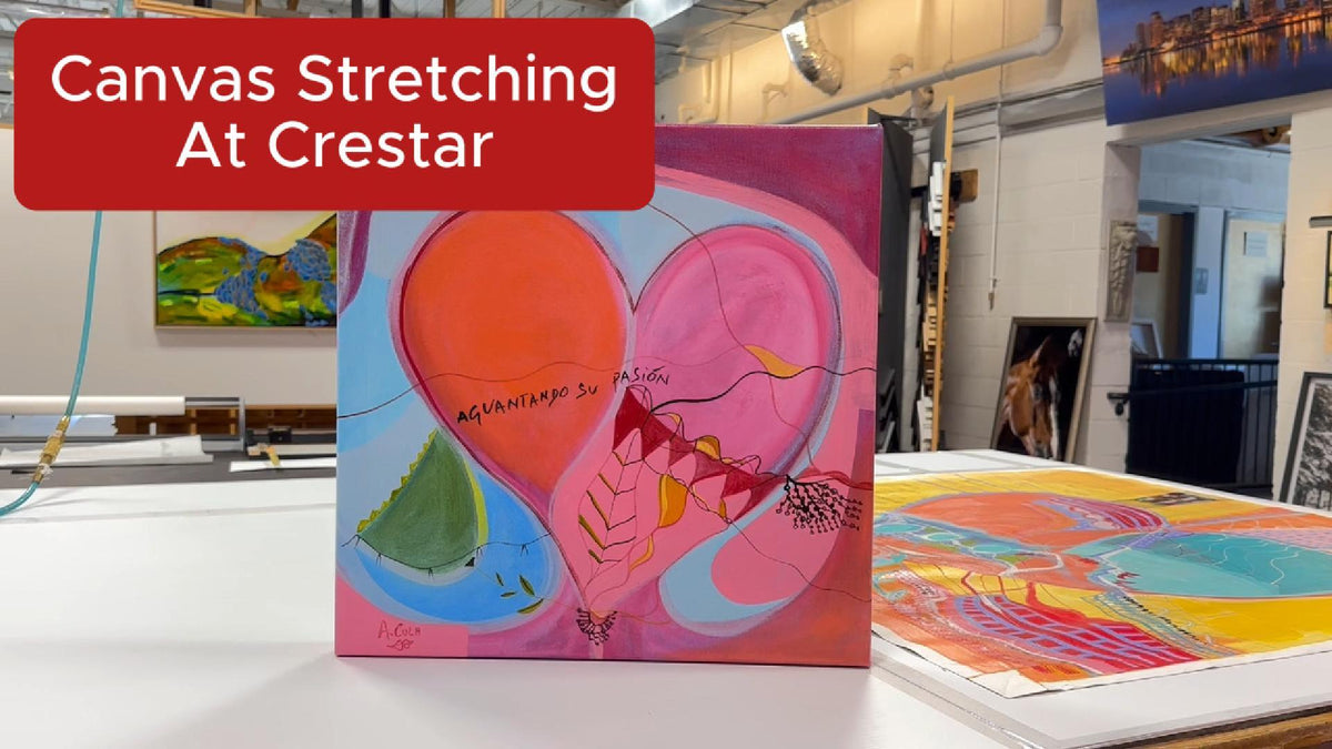 Load video: A video on how Crestar stretches canvas for clients.